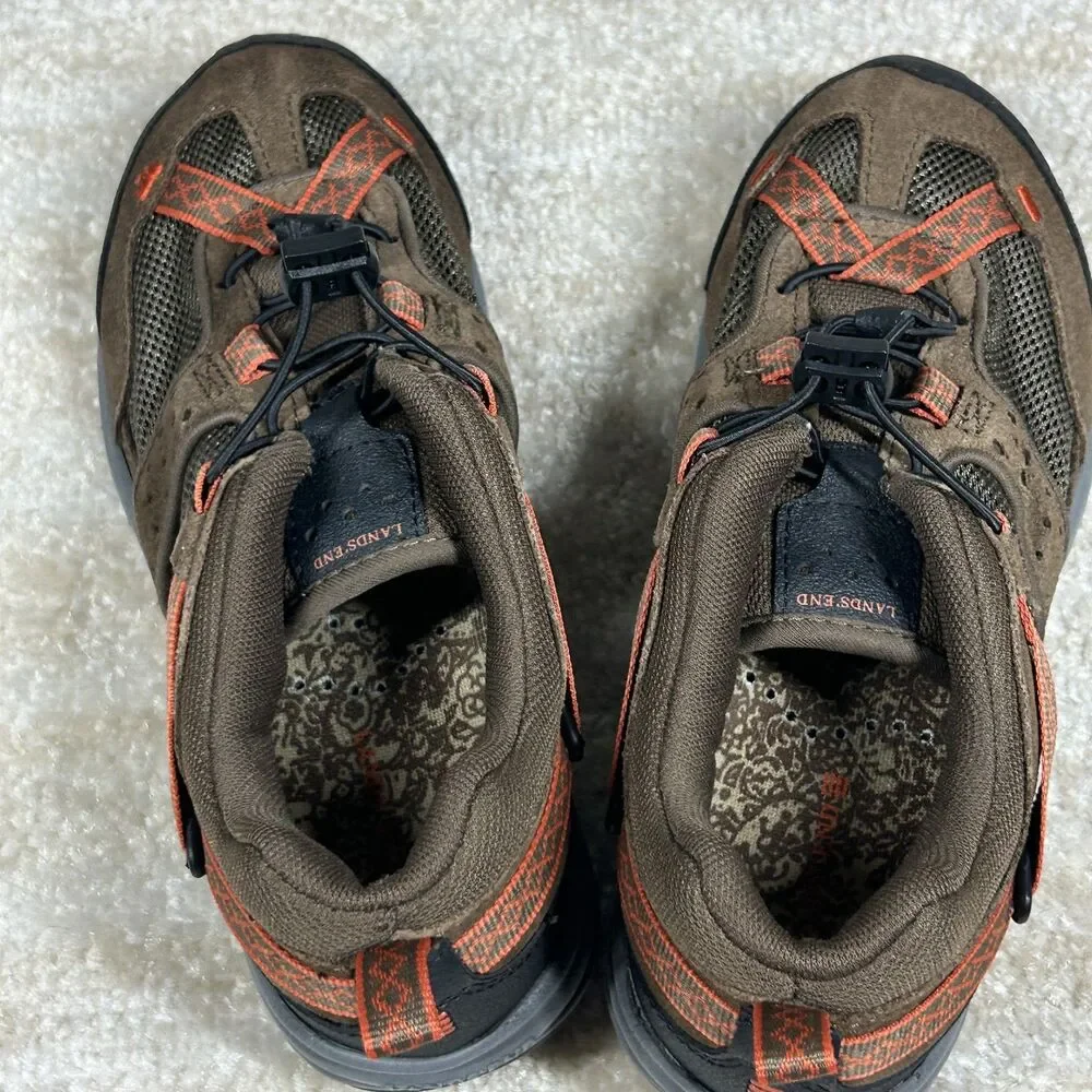 Lands End Shoes Kids Size 9 Trail Hiking Suede Mesh Outdoor Sneakers
